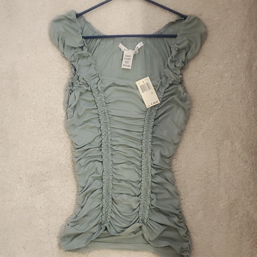 Max Studio ruched tank top, size small, never worn, color: sage